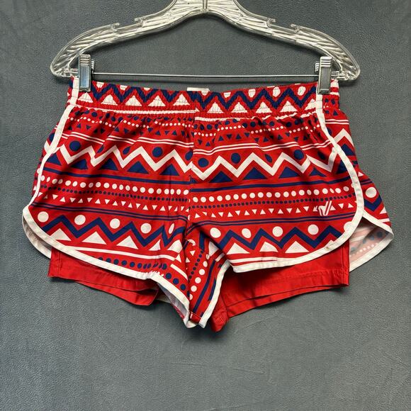 Varsity Spirit Running Shorts Compression Layer Women Medium Fair Isle Geometric - Picture 1 of 9